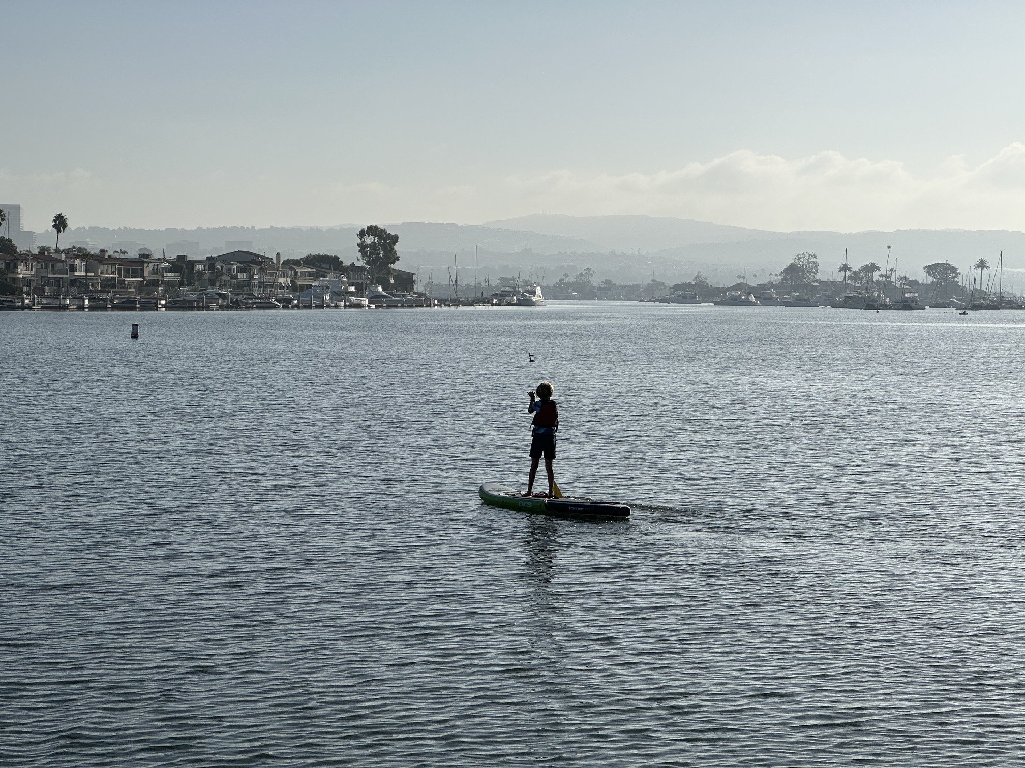 Luke is off to paddle around Newport Beach Harbor