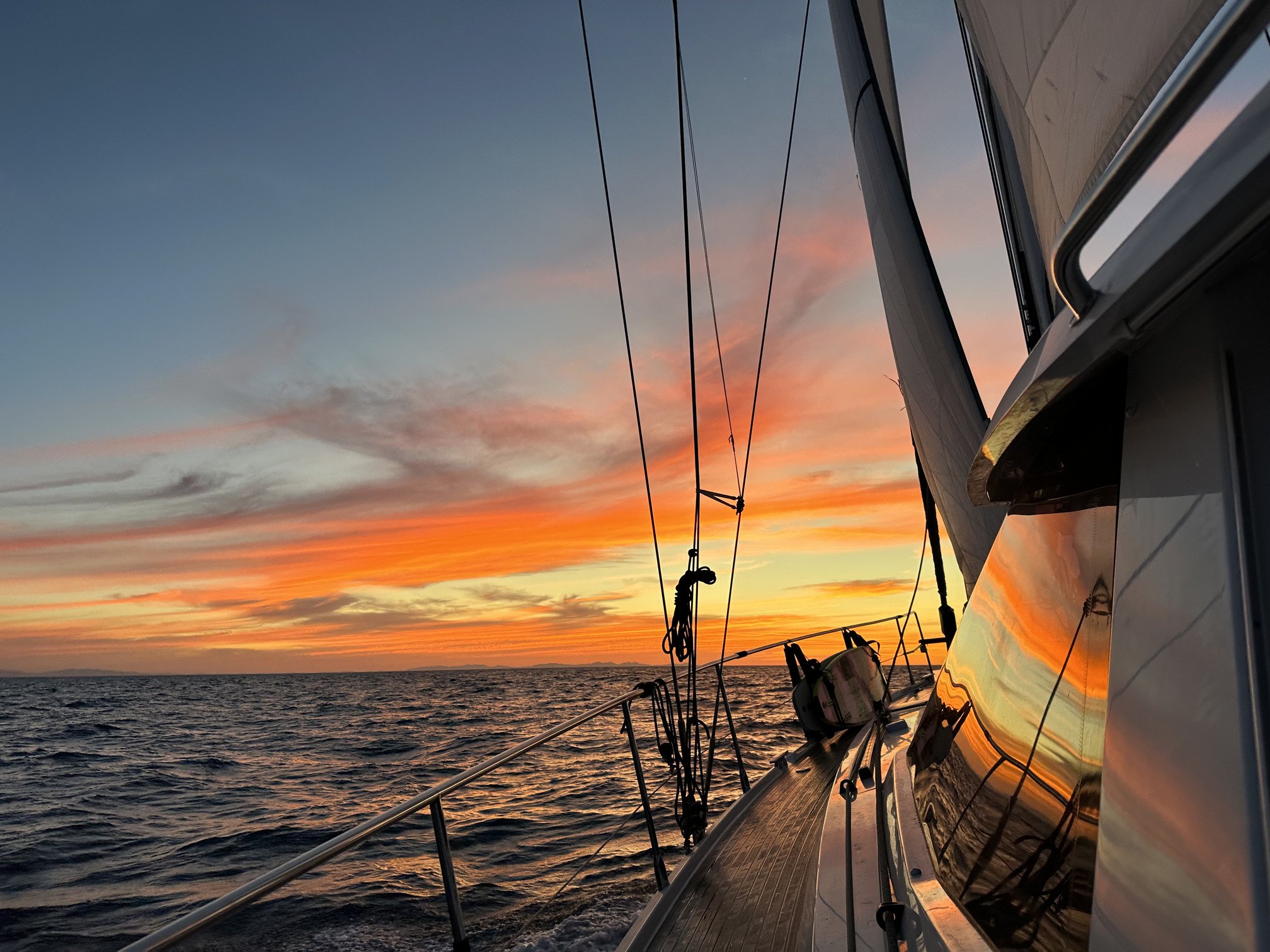 Sunset on the second as we sailed west